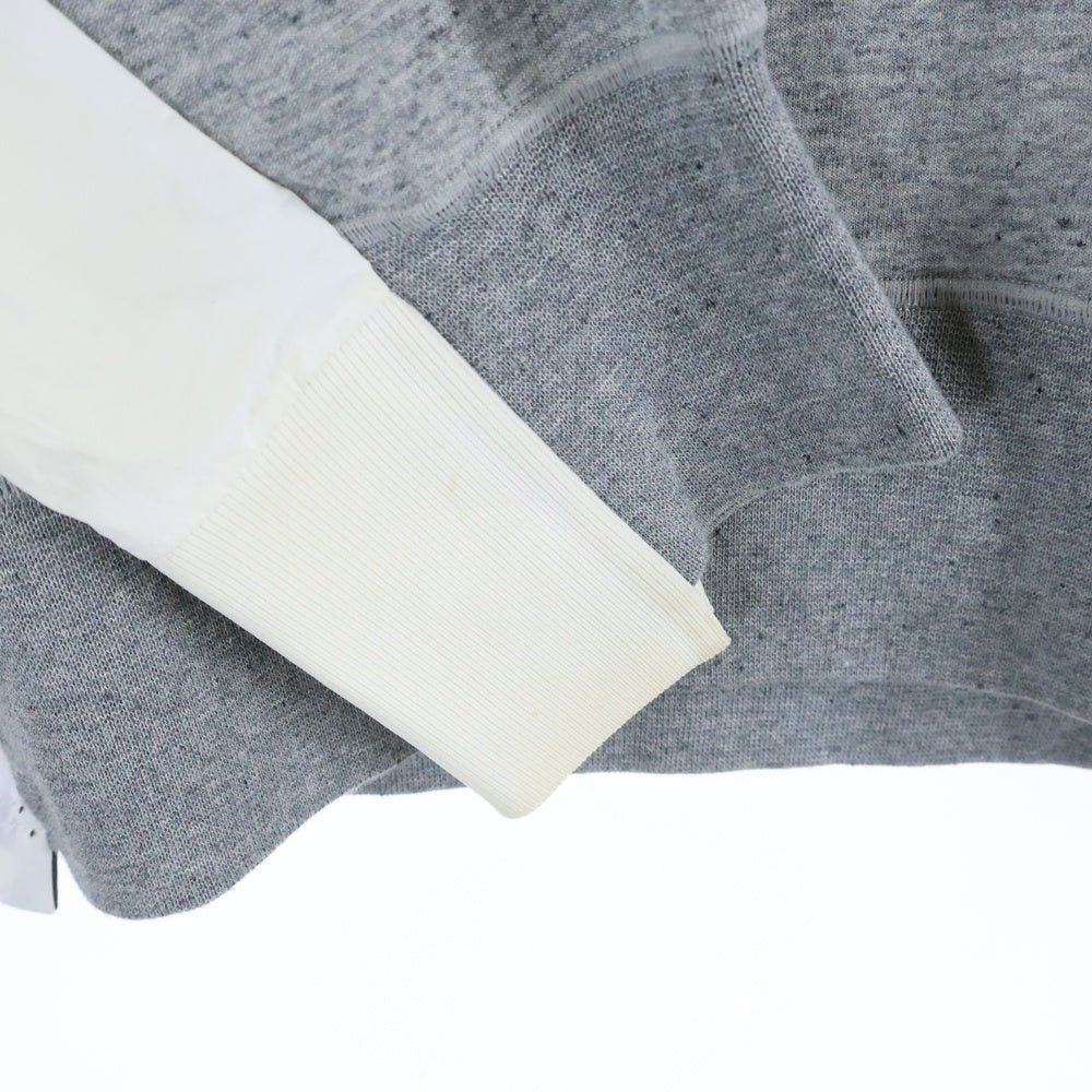 Sacai(サカイ) 21AW ×NYLON DOCCING SWEAT HOODIE ナイキ ナイロンドッキングスウェットプルオーバーフーディ 再構築パーカー ヘザーグレー CV5727-063