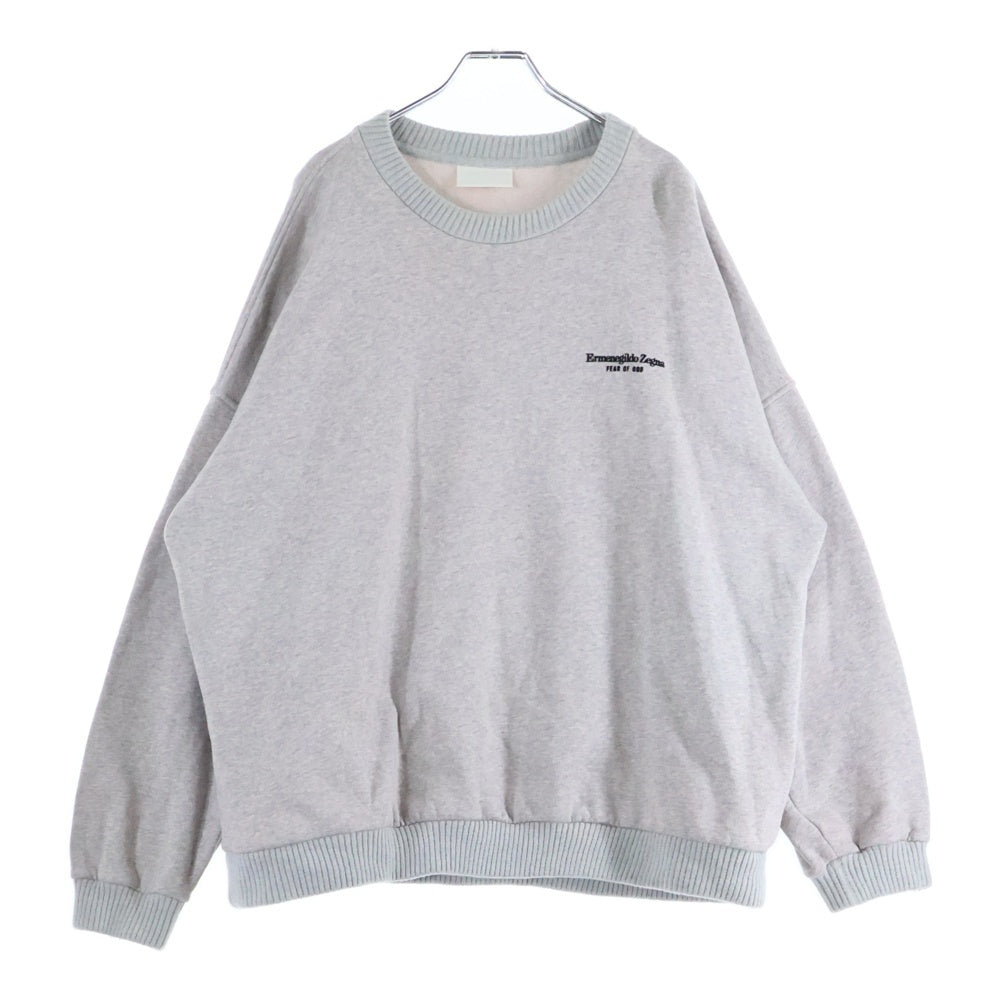 FEAR OF GOD ESSENTIALS(フィアオブゴッド エッセンシャルズ) ×Ermenegildo Zegna エルメネジルドゼニア アップリケロゴ クルーネックスウェットトレーナー グレー