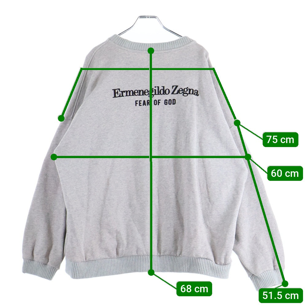 FEAR OF GOD ESSENTIALS(フィアオブゴッド エッセンシャルズ) ×Ermenegildo Zegna エルメネジルドゼニア アップリケロゴ クルーネックスウェットトレーナー グレー