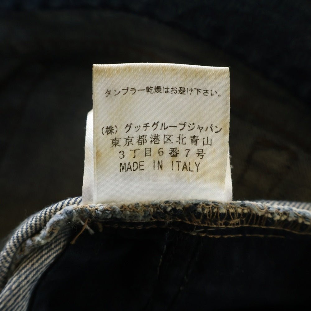 GUCCI(グッチ) インターロッキングG ロゴ刺繍 ストレートデニムパンツ インディゴ 146285 レディース