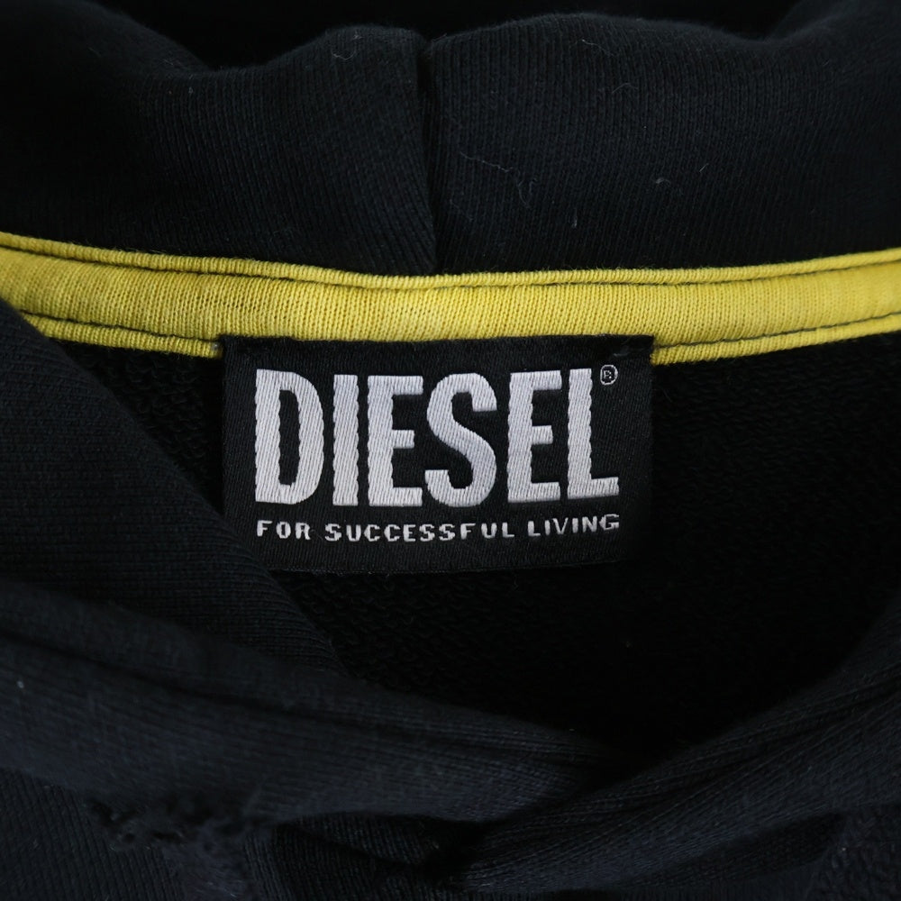 DIESEL(ディーゼル) フロントロゴプリント プルオーバーパーカー フーディー ブラック