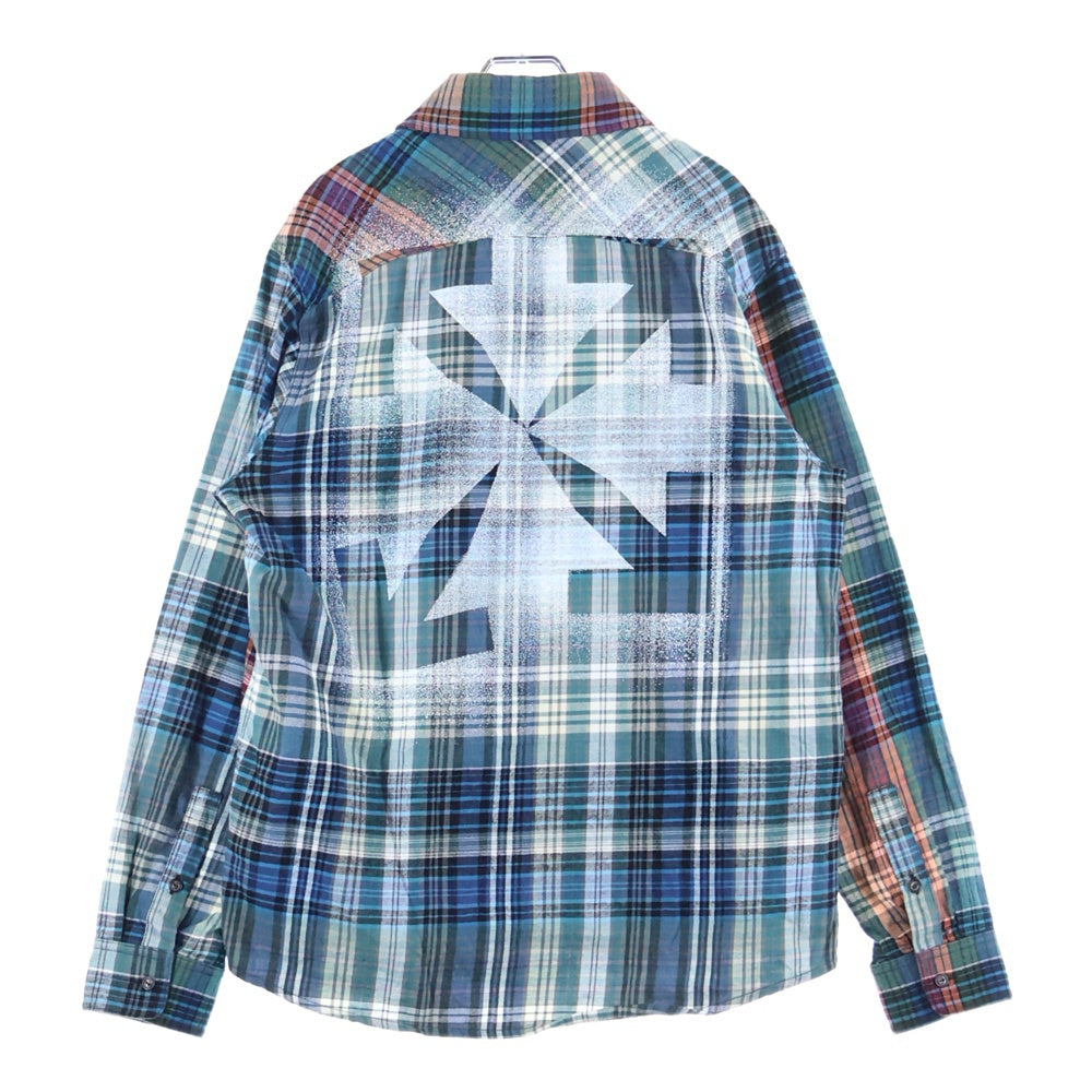 OFF-WHITE(オフホワイト) 20AW STENCIL FLANNEL CHECK SHIRT チェック総柄 バックスプレーロゴプリント フランネル 長袖シャツ マルチ OMGA133E20FAB001