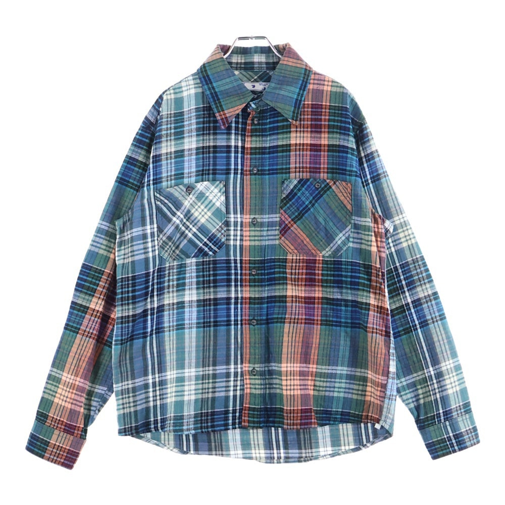 OFF-WHITE(オフホワイト) 20AW STENCIL FLANNEL CHECK SHIRT チェック総柄 バックスプレーロゴプリント フランネル 長袖シャツ マルチ OMGA133E20FAB001