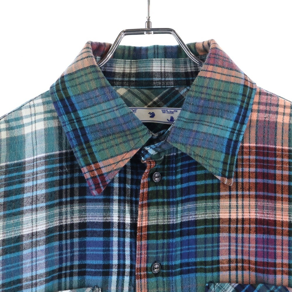 OFF-WHITE(オフホワイト) 20AW STENCIL FLANNEL CHECK SHIRT チェック総柄 バックスプレーロゴプリント フランネル 長袖シャツ マルチ OMGA133E20FAB001