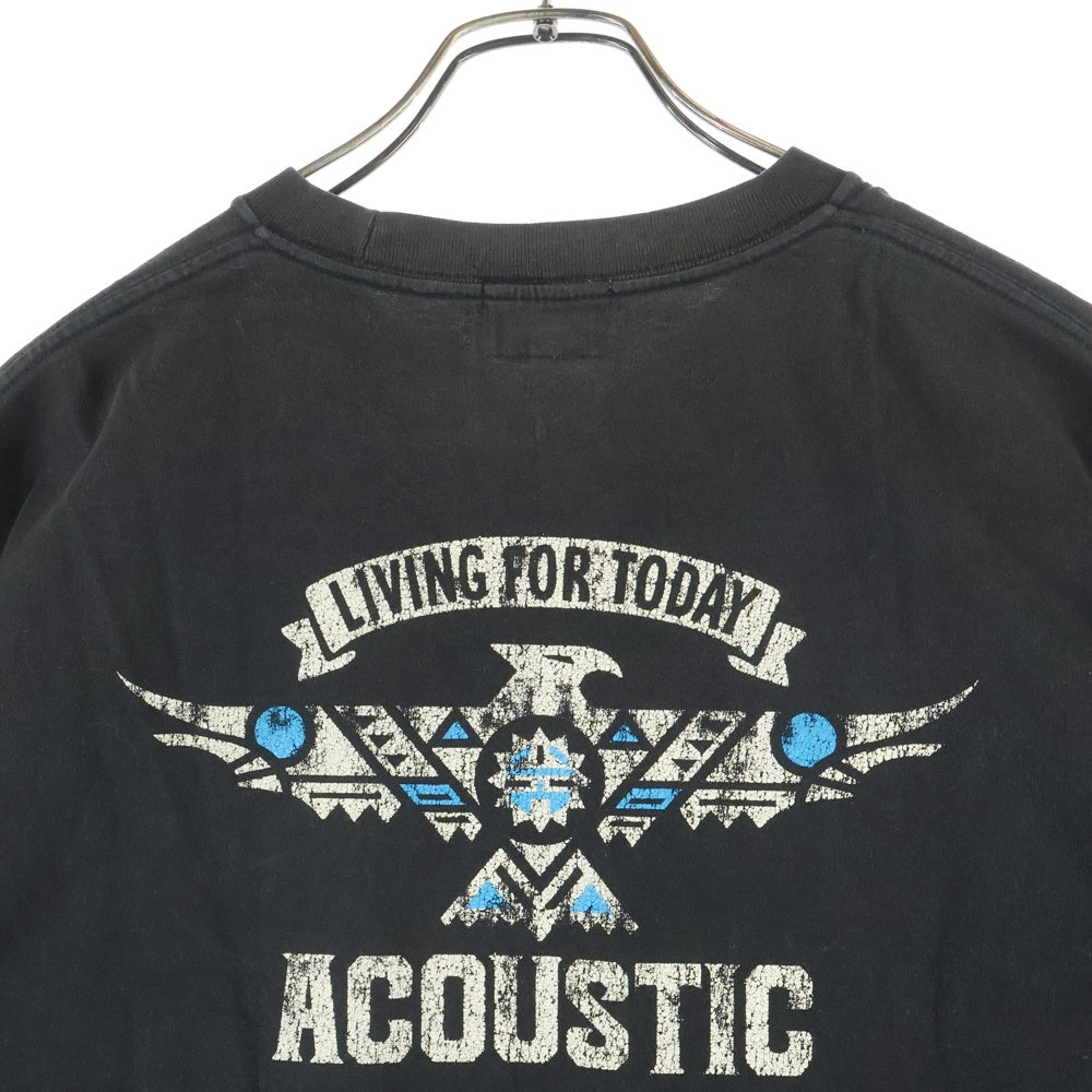 ACOUSTIC(アコースティック) 両面プリント 半袖Tシャツ カットソー ブラック