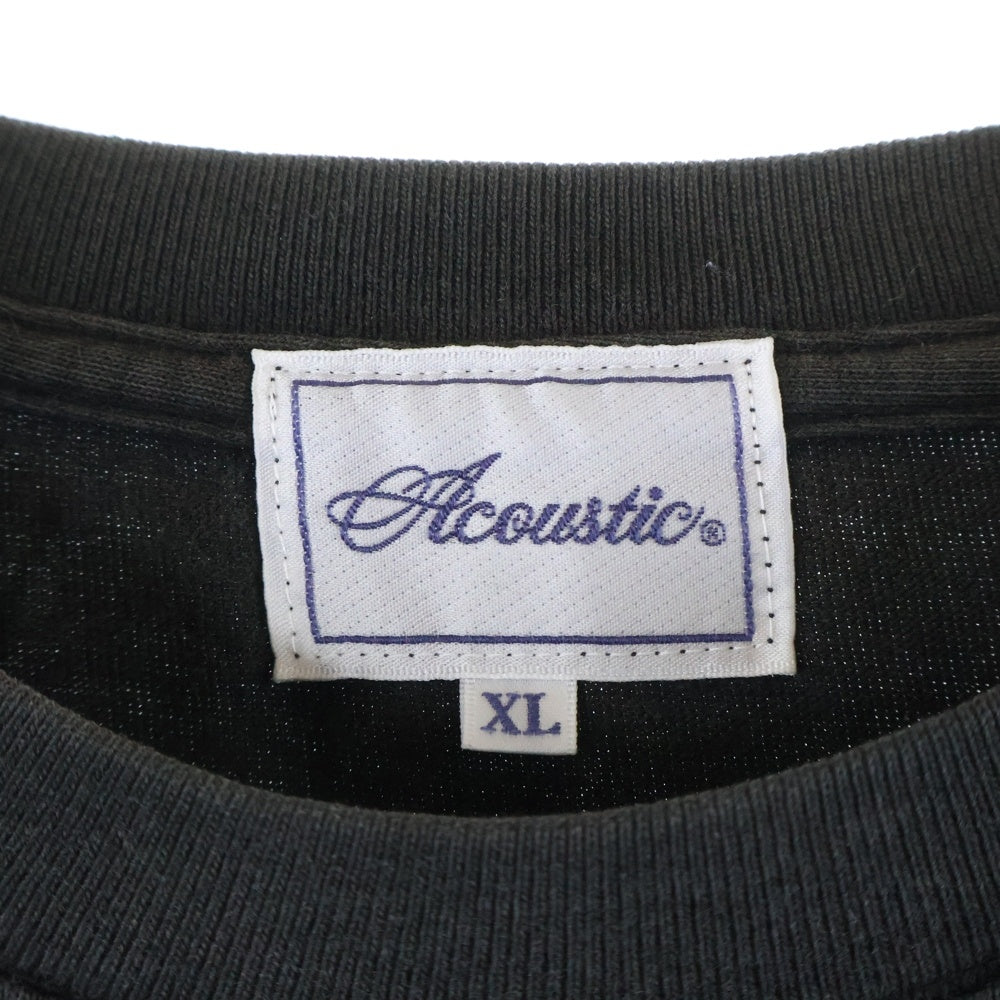 ACOUSTIC(アコースティック) 両面プリント 半袖Tシャツ カットソー ブラック