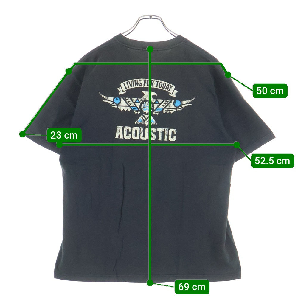 ACOUSTIC(アコースティック) 両面プリント 半袖Tシャツ カットソー ブラック