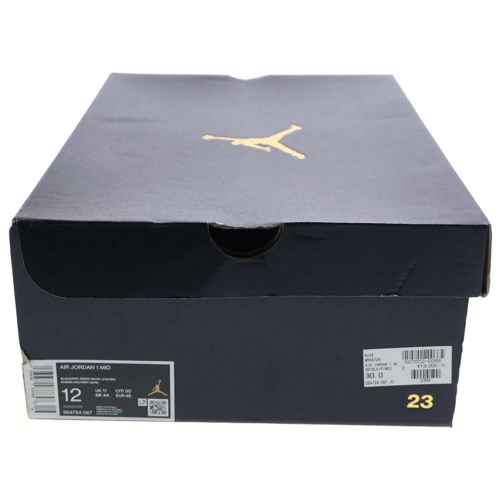 NIKE(ナイキ) AIR JORDAN 1 MID PINE GREEN エアジョーダン 1 ミッド パイングリーン ミッドカットスニーカー US12/30cm ホワイト/ブラック/グリーン 554724-067