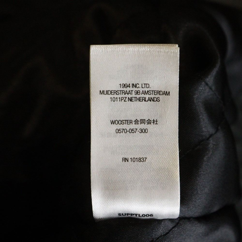 SUPREME(シュプリーム) 21AW Pebbled Leather Varsity Jacket ロゴパッチ レザージャケット ブラック