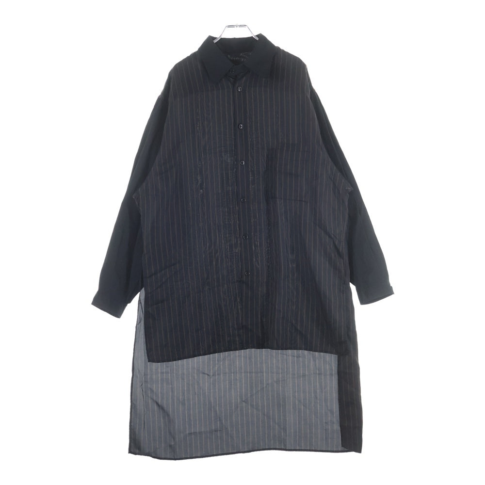 Yohji Yamamoto POUR HOMME(ヨウジヤマモト プールオム) 18SS Striped Cupro Staff Shirt バックロゴスタッフシャツ ブラック HW-B08-201