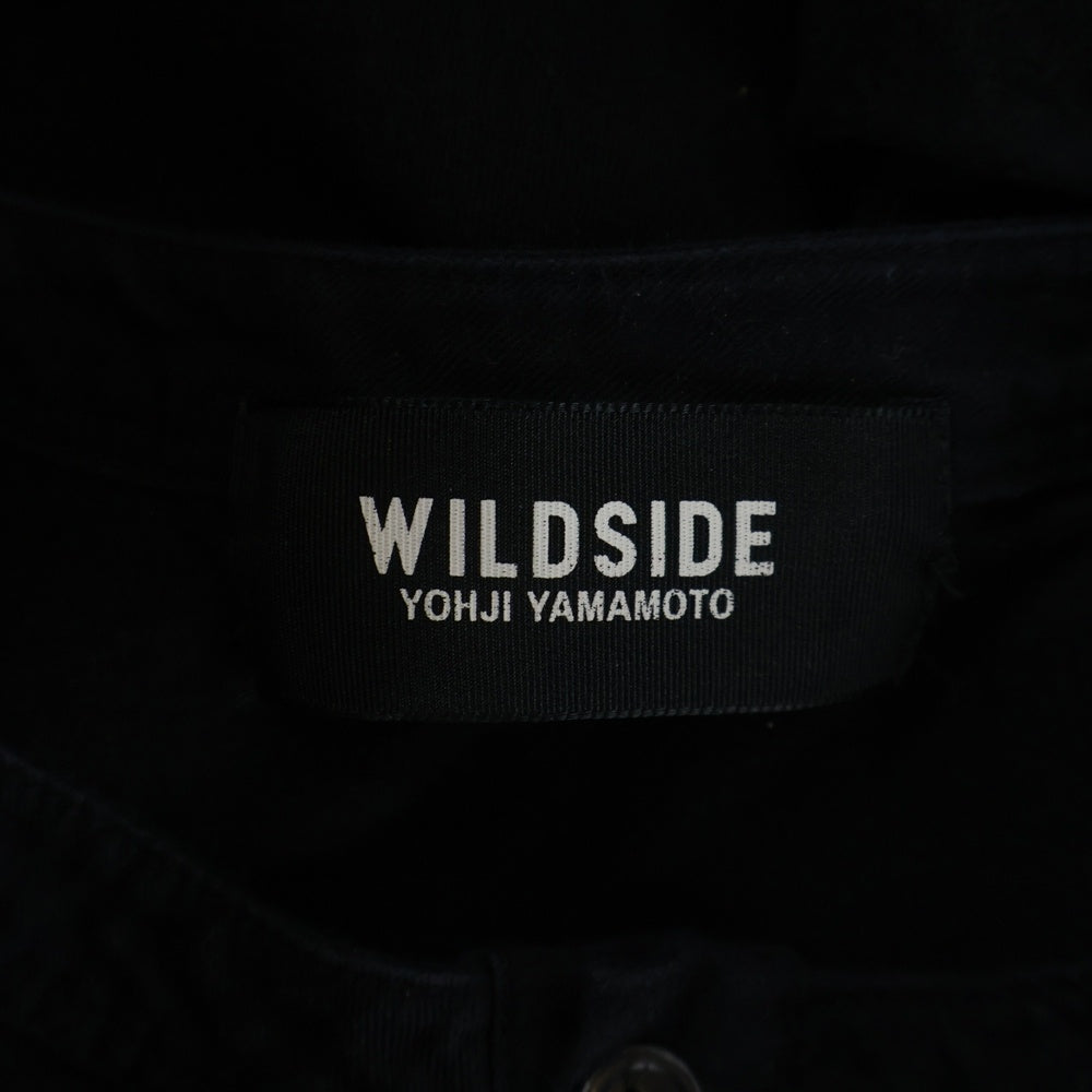 WILDSIDE YOHJI YAMAMOTO(ワイルドサイド ヨウジ ヤマモト) Cotton Jersey Shoulder Strap Henley Neck Long Sleeve Tee コットンジャージ ショルダーストラップ ヘンリーネック 長袖Tシャツ WE-T12-002
