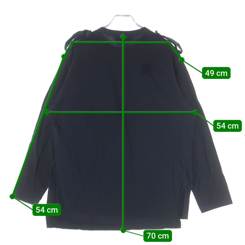 WILDSIDE YOHJI YAMAMOTO(ワイルドサイド ヨウジ ヤマモト) Cotton Jersey Shoulder Strap Henley Neck Long Sleeve Tee コットンジャージ ショルダーストラップ ヘンリーネック 長袖Tシャツ WE-T12-002