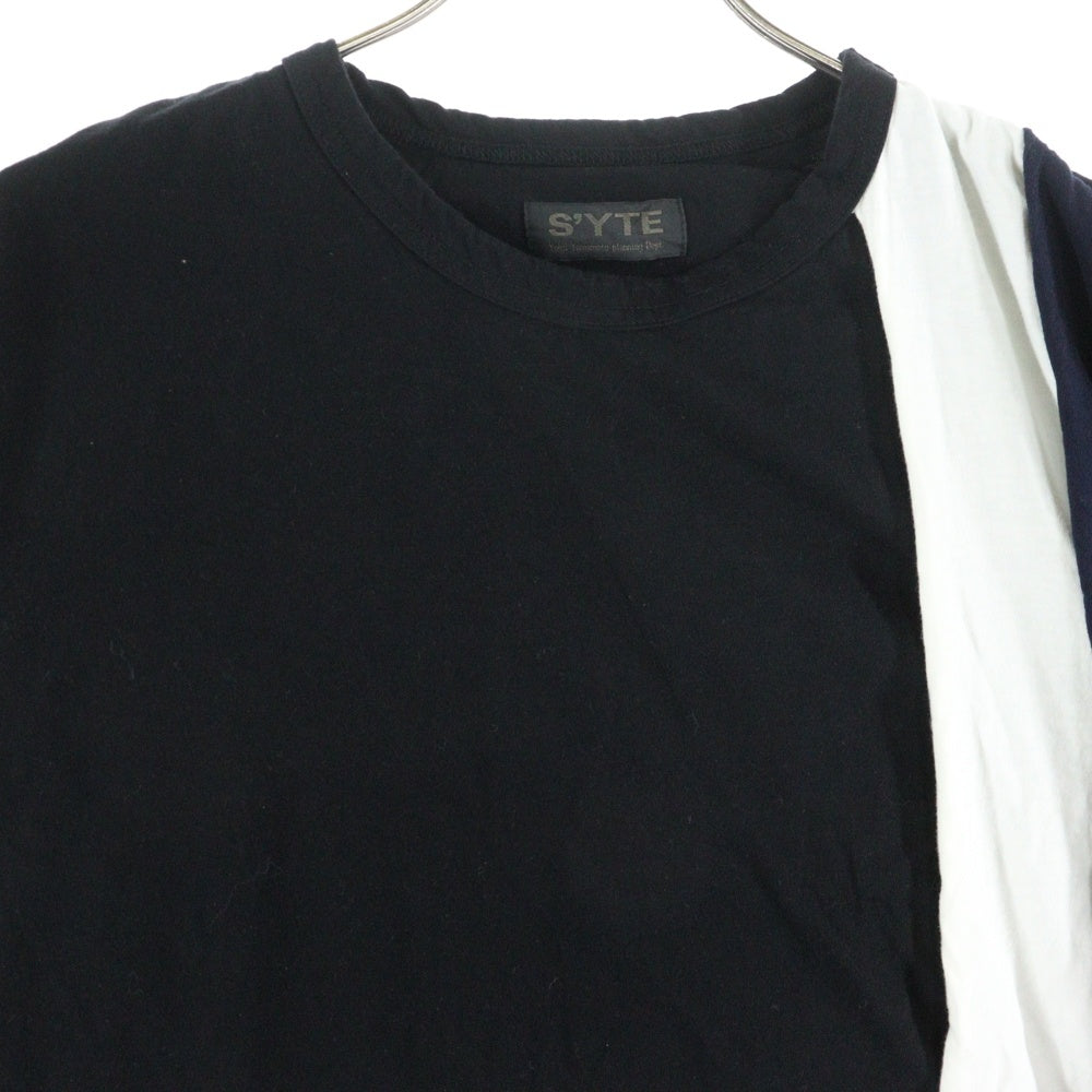 s'yte(サイト) 25SS TRIPLE LAYERED トリプル レイヤード クルーネック 半袖Tシャツ カットソー ブラック UT-T19-806