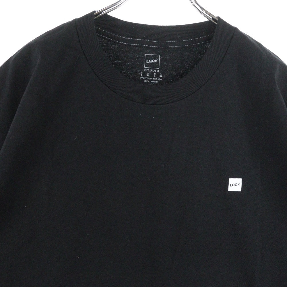 LQQK STUDIO(ルックスタジオ) COTTON S/S TEE フロントロゴ クルーネック 半袖 Tシャツ カットソー ブラック