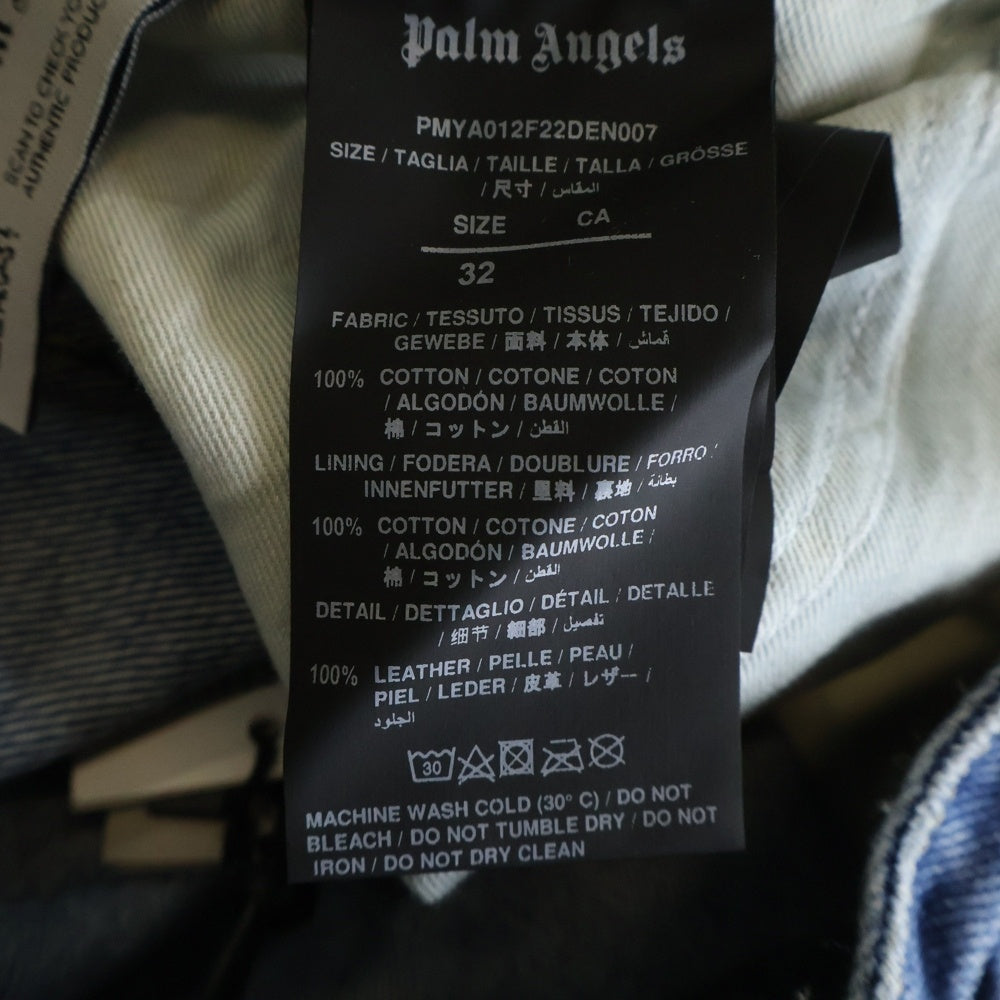 Palm Angels(パームエンジェルス) 22AW Flame Print Regular Jeans フレイムプリント レギュラー デニムパンツ ジーンズ インディゴ PMYA012F22DEN007