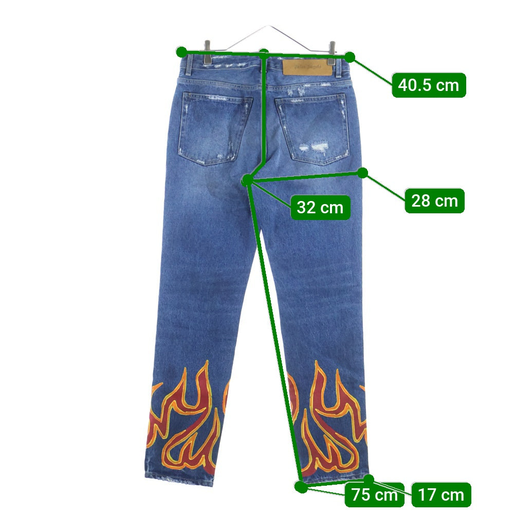 Palm Angels(パームエンジェルス) 22AW Flame Print Regular Jeans フレイムプリント レギュラー デニムパンツ ジーンズ インディゴ PMYA012F22DEN007