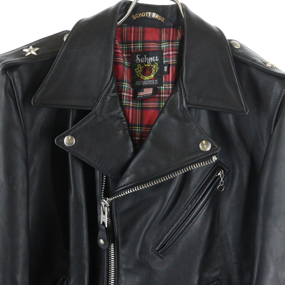 mastermind JAPAN(マスターマインドジャパン) ×Schott One Star Riders 613MM ショット ワンスター レザー ダブルライダースジャケット ブラック 996-9217613