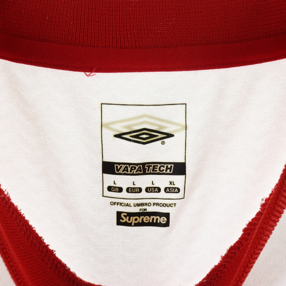 SUPREME(シュプリーム) ×UMBRO SOCCER JERSEY L/S TEE アンブロ アラビアロゴ刺繍 サッカーシャツ 長袖Tシャツ ホワイト