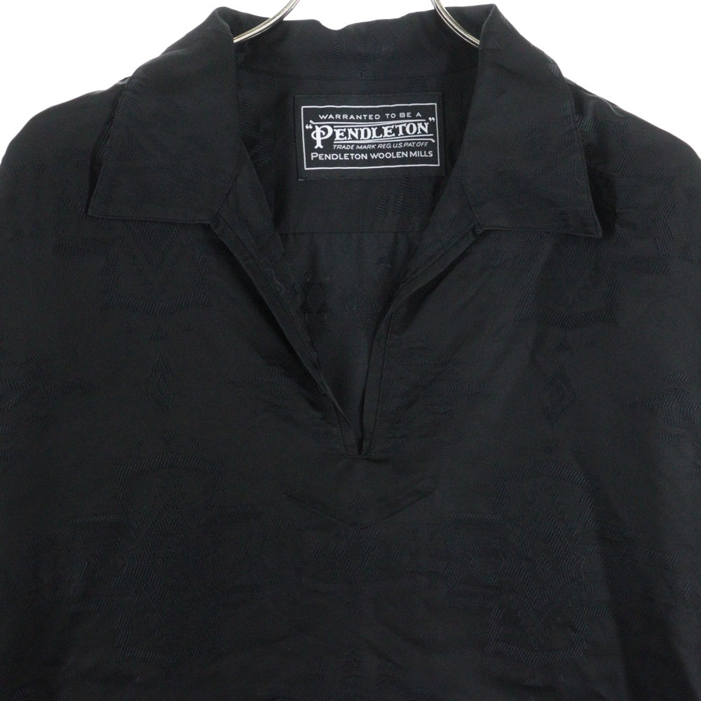 PENDLETON(ペンドルトン) シヌック総柄 レーヨン 長袖ポロシャツ ブラック