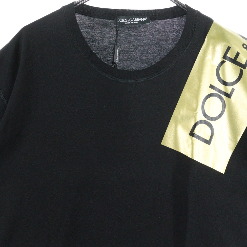 DOLCE & GABBANA(ドルチェアンドガッバーナ) ボックスロゴ テープ プリント 半袖Tシャツ カットソー ブラック G8HS4T/G7RKA