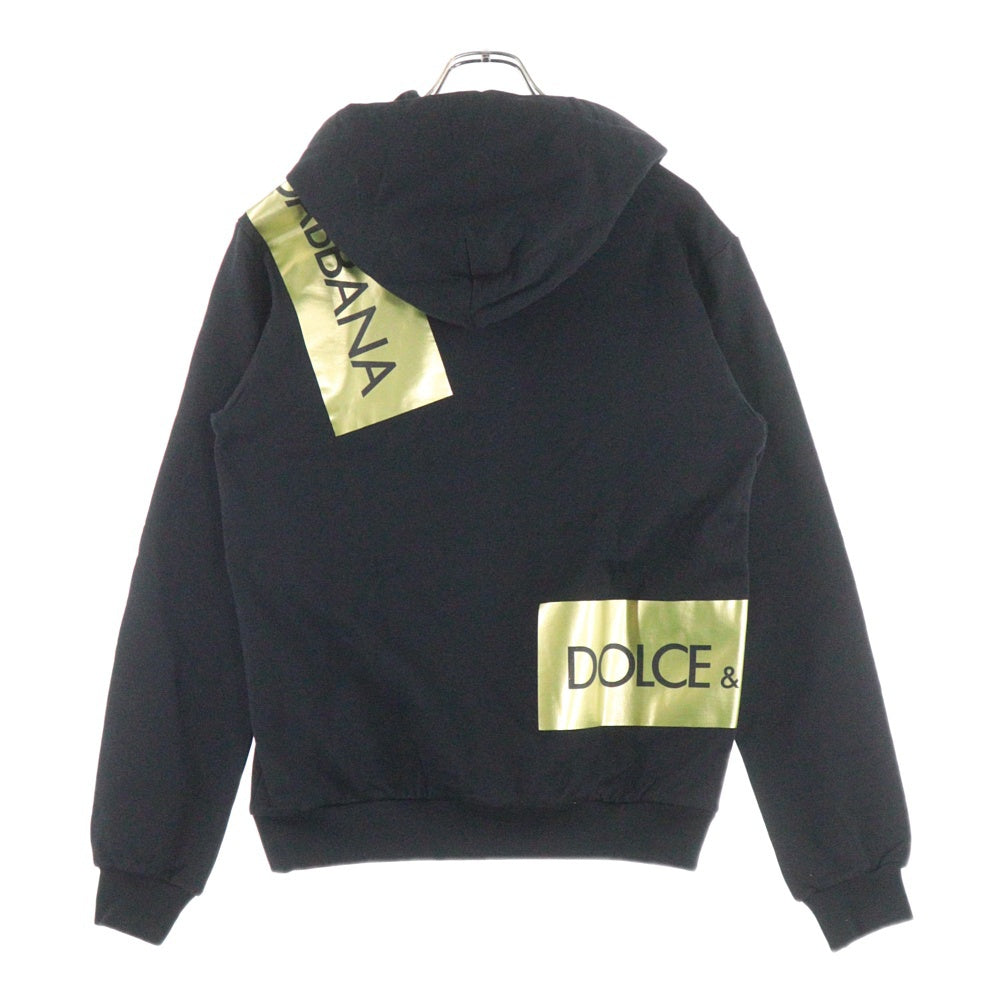 DOLCE & GABBANA(ドルチェアンドガッバーナ) ボックスロゴ テープ プリント プルオーバーパーカー フーディー ブラック G9JQ3T/G7QSO