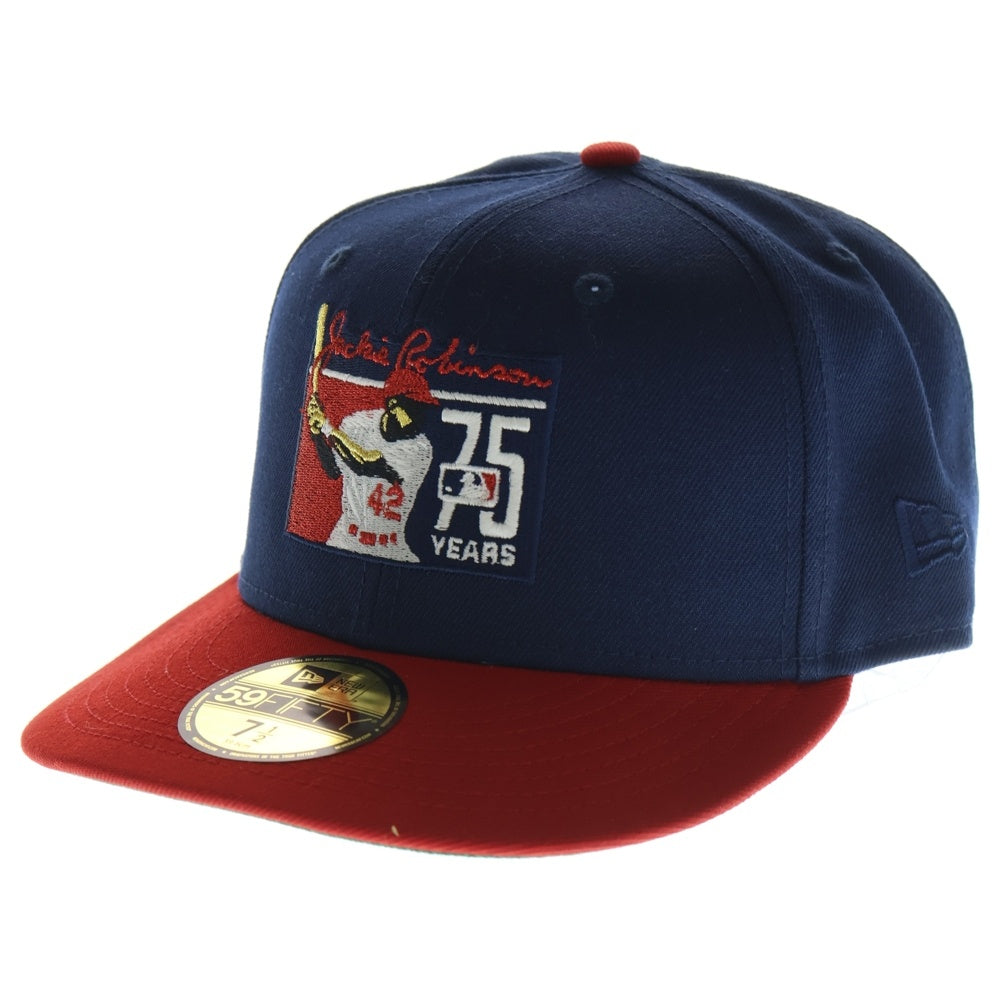 NEW ERA(ニューエラ) ジャッキーロビンソン Ailes 崎山翼 ロゴ刺繍 6パネルベースボールキャップ 帽子 ネイビー/レッド