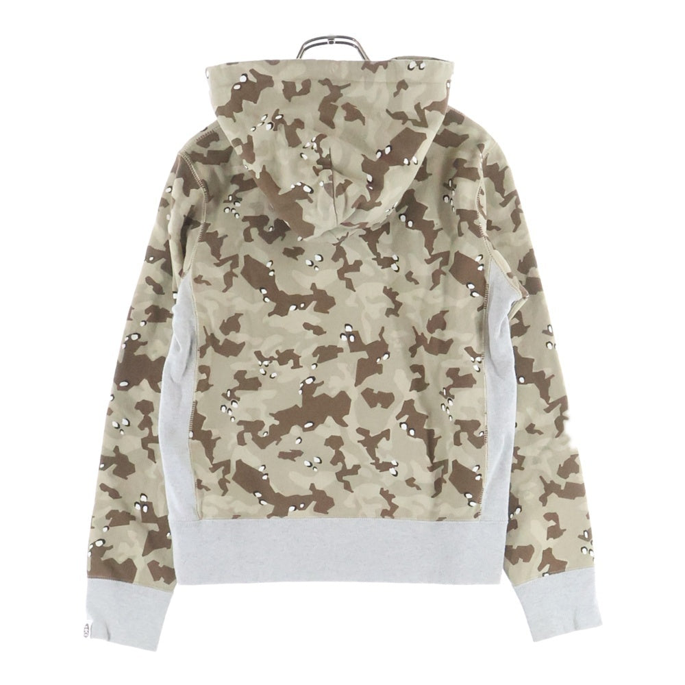 STUSSY(ステューシー) × A BATHING APE アベイシングエイプ ロゴプリント カモ柄 プルオーバーパーカー フーディー ブラウン 001PP0731911X