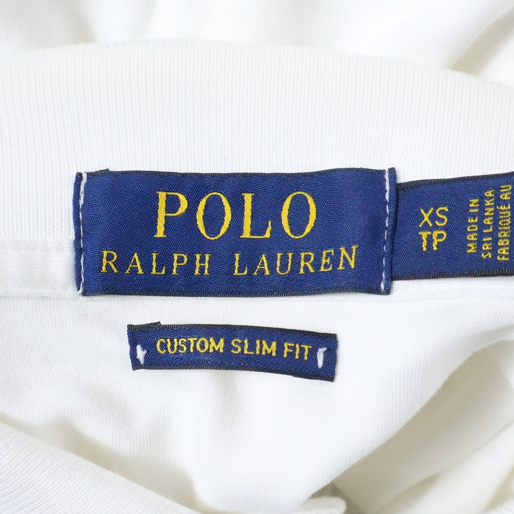 POLO RALPH LAUREN(ポロラルフローレン) CUSTOM SLIM FIT 胸ロゴ刺繍 ストレッチ 半袖コットンポロシャツ ホワイト