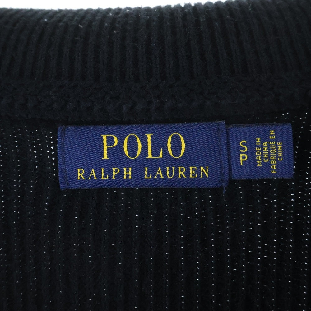 POLO RALPH LAUREN(ポロラルフローレン) ダブルジップアップ 胸ロゴ刺繍 ドライバーズ ニット ブラック