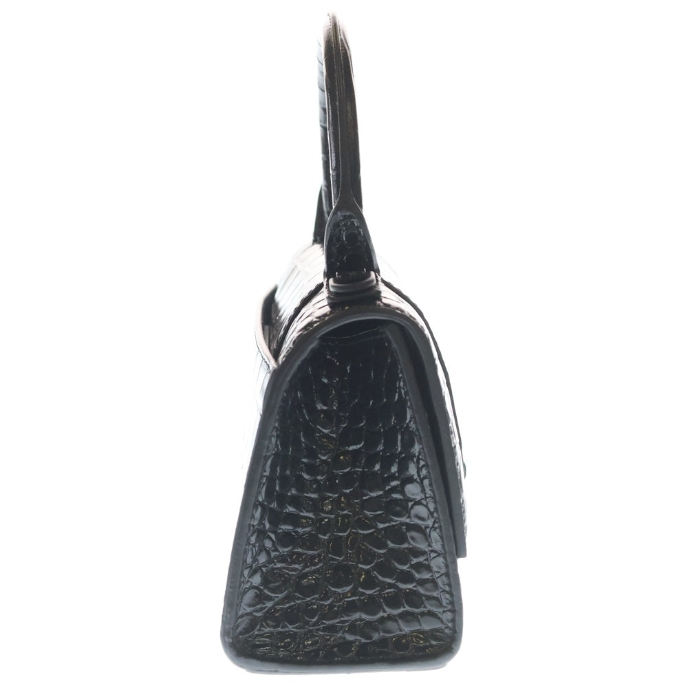BALENCIAGA(バレンシアガ) Hourglass XS アワーグラス クロコ型押し 2WAY ショルダーバッグ ハンドバッグ ブラック 592833 レディース