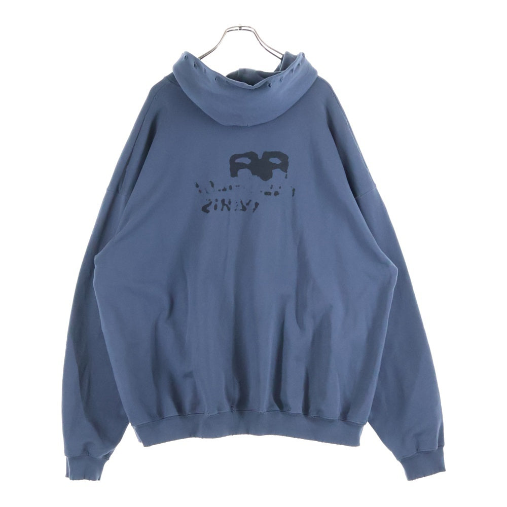 BALENCIAGA(バレンシアガ) 22AW Print Logo PullOver Hoodie プリントロゴプルオーバーフーディ パーカー ネイビー 620973 TNVQ1