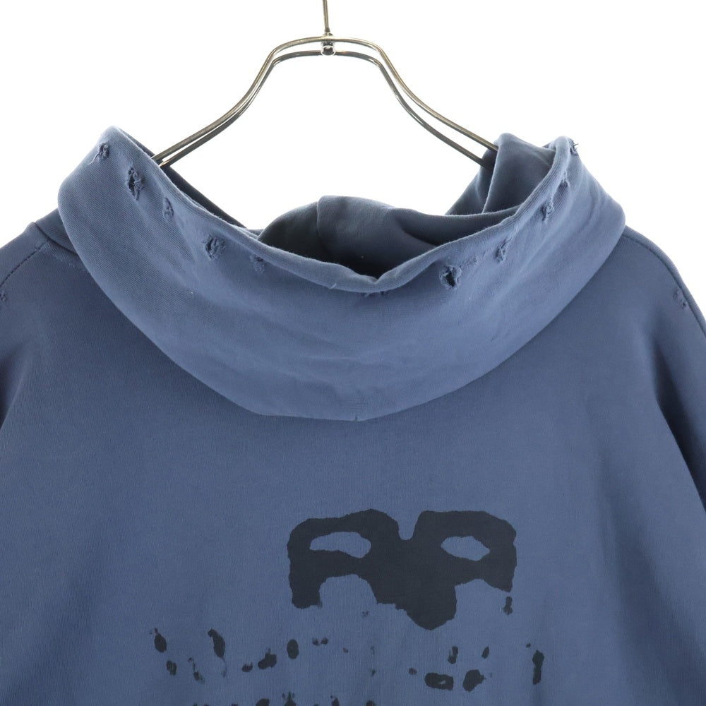 BALENCIAGA(バレンシアガ) 22AW Print Logo PullOver Hoodie プリントロゴプルオーバーフーディ パーカー ネイビー 620973 TNVQ1