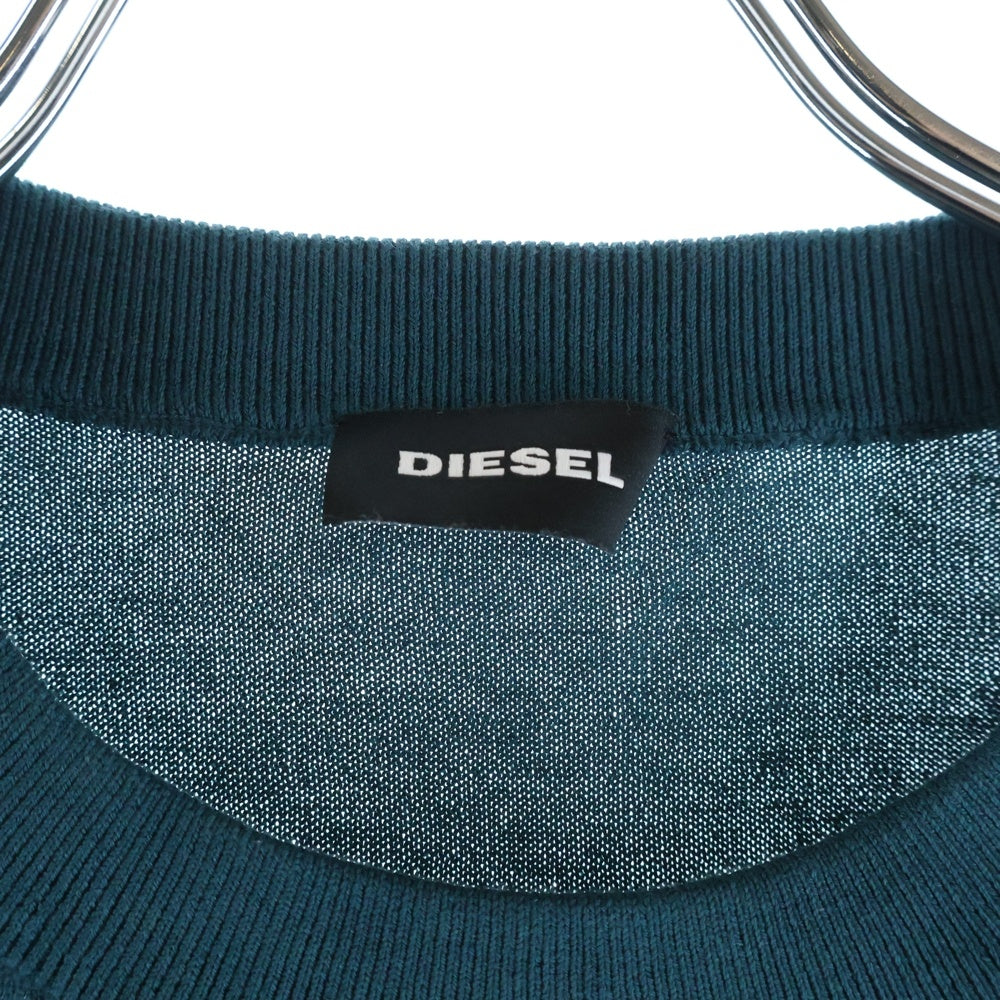 DIESEL(ディーゼル) フロントロゴ刺繍 長袖ニットTシャツ グリーン
