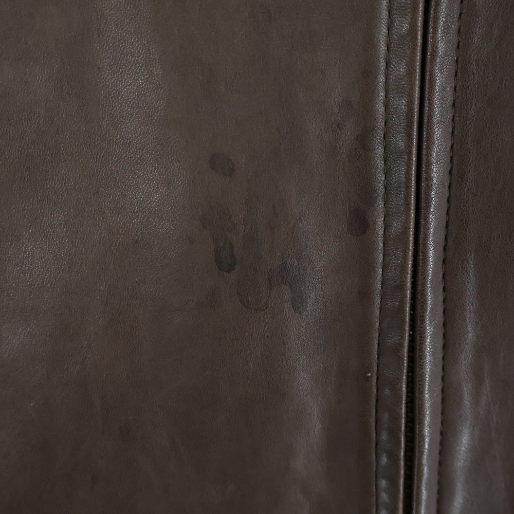 POLO RALPH LAUREN(ポロラルフローレン) 90s GENUINE LEATHER JACKET ポニー無 裏地チェック スウィングトップ レザージャケット ブルゾン ブラウン