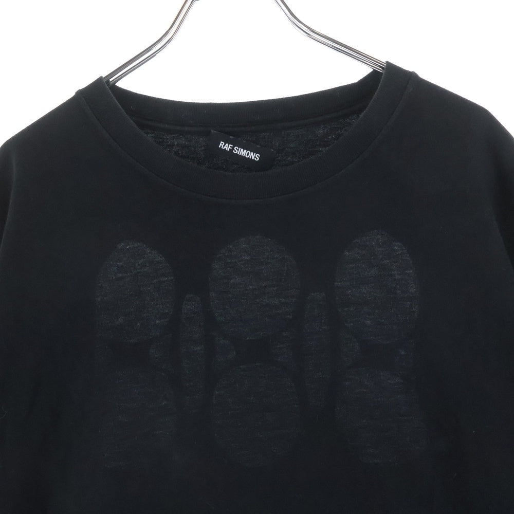 RAF SIMONS(ラフシモンズ) 19SS CROPPED T-SHIRT WITH CUT OUTS IN THE BACK グラフィティ バックプリント 半袖Tシャツ カットソー ブラック