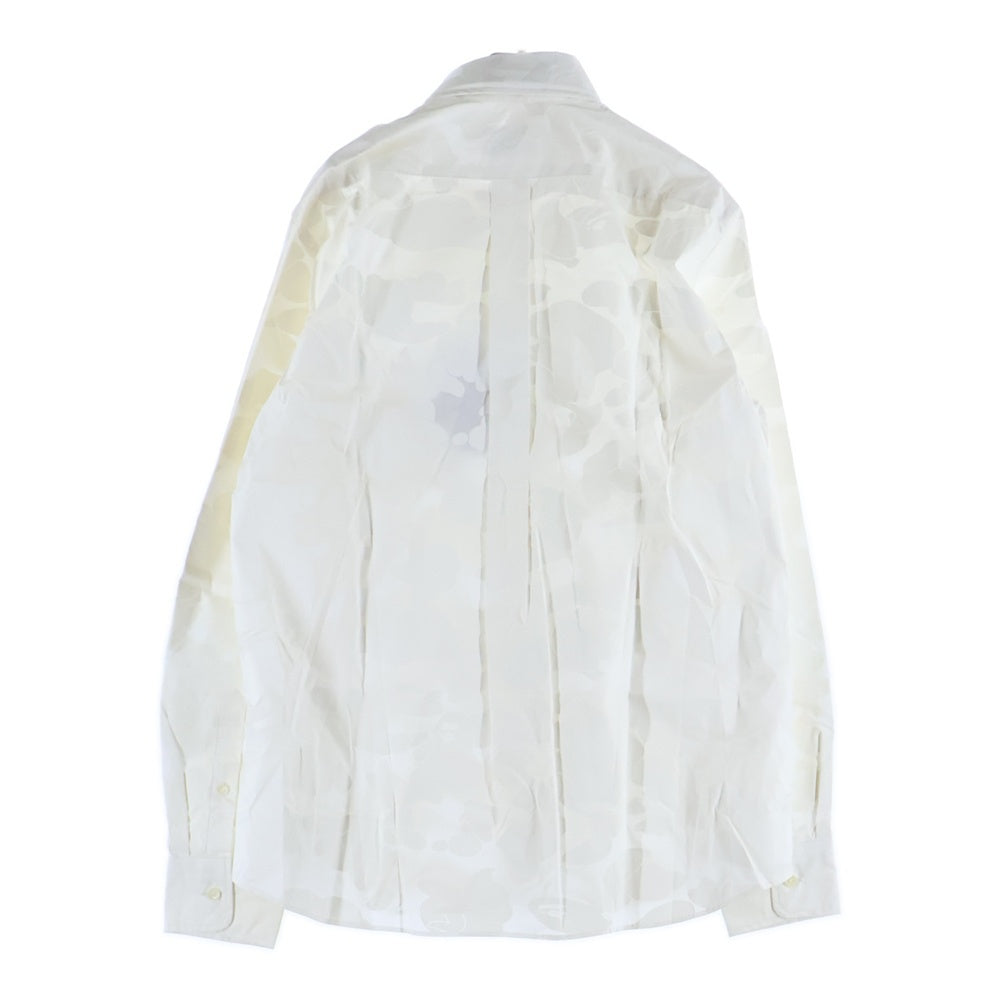 A BATHING APE(アベイシングエイプ) RELAXED FIT L/S SHIRTS カモ総柄 胸ポケット ロゴ刺繍 長袖シャツ ホワイト