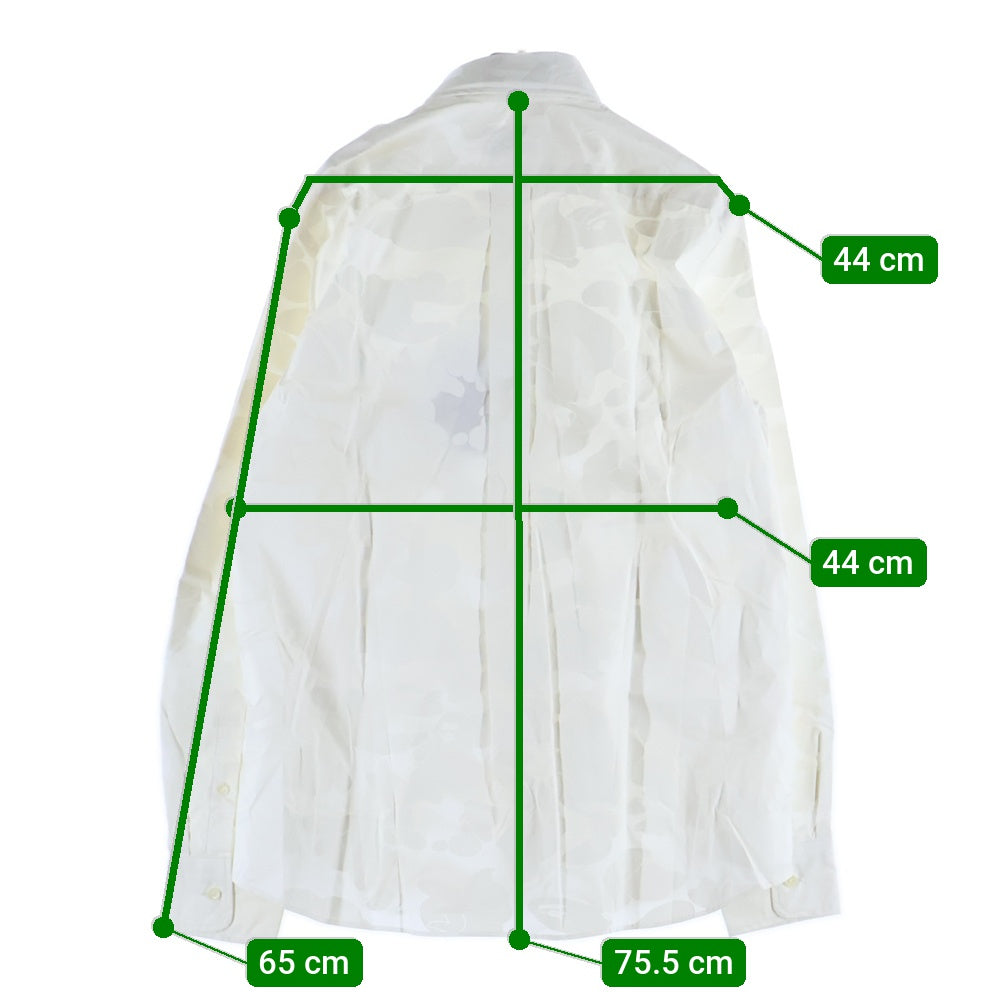 A BATHING APE(アベイシングエイプ) RELAXED FIT L/S SHIRTS カモ総柄 胸ポケット ロゴ刺繍 長袖シャツ ホワイト