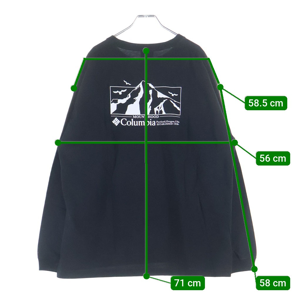 Columbia(コロンビア) ロゴプリント クルーネック長袖Tシャツ カットソー ブラック