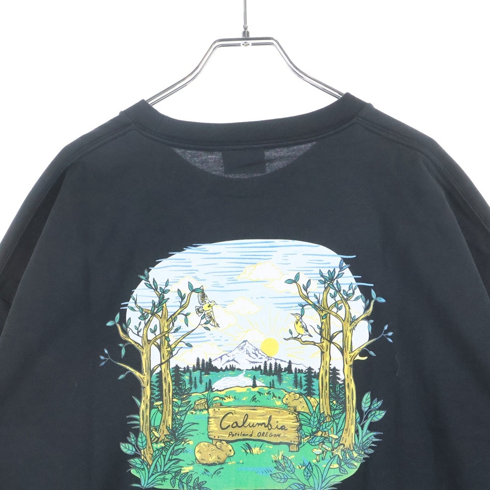 Columbia(コロンビア) バック ネイチャー プリント クルーネック半袖Tシャツ カットソー ブラック