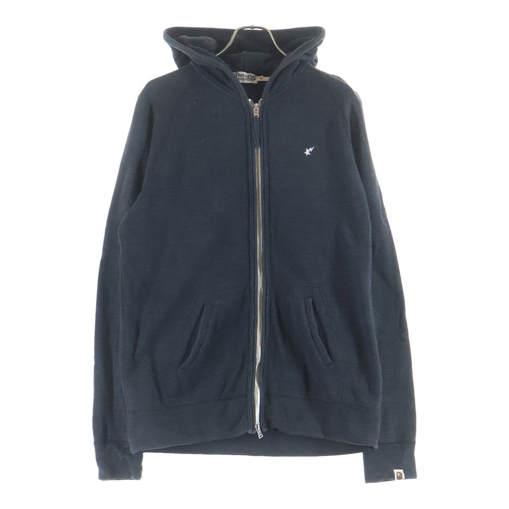 A BATHING APE(アベイシングエイプ) BAPE STAR LOGO ZIP UP HOODIE ベイプスタ ロゴ刺繍 ジップアップフーディー パーカー ブラック