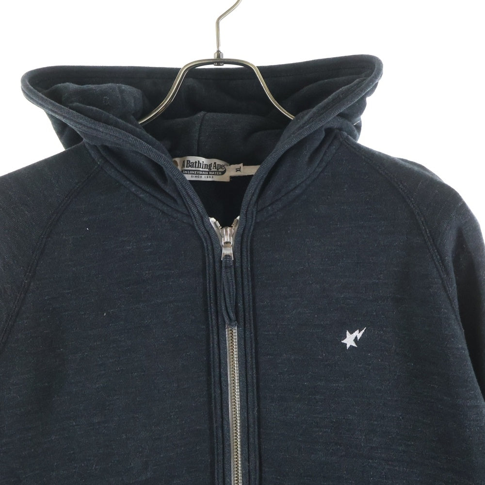 A BATHING APE(アベイシングエイプ) BAPE STAR LOGO ZIP UP HOODIE ベイプスタ ロゴ刺繍 ジップアップフーディー パーカー ブラック