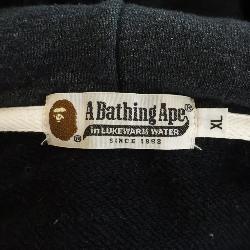 A BATHING APE(アベイシングエイプ) BAPE STAR LOGO ZIP UP HOODIE ベイプスタ ロゴ刺繍 ジップアップフーディー パーカー ブラック
