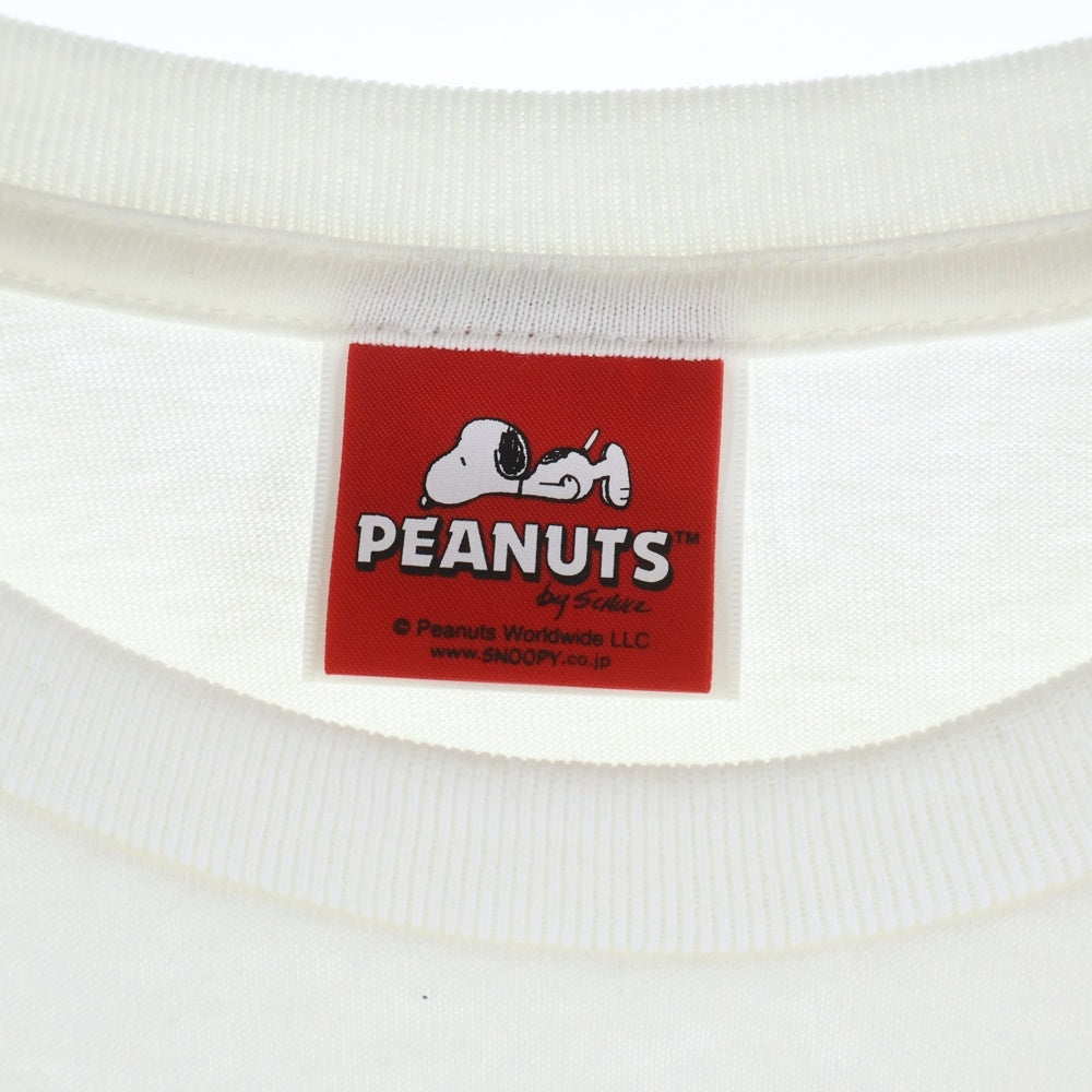 A BATHING APE(アベイシングエイプ) ×PEANUTS SNOOPY ピーナッツ スヌーピー ロゴプリント 半袖Tシャツ カットソー ホワイト