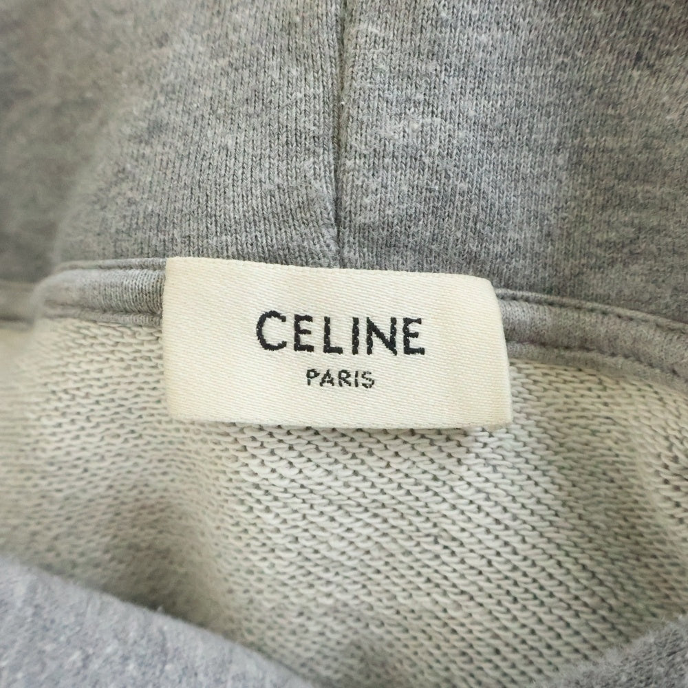 CELINE(セリーヌ) 21AW ルーズフーディー ドローコード ロゴジャガード プルオーバースウェットパーカー グレー 2Y468670Q