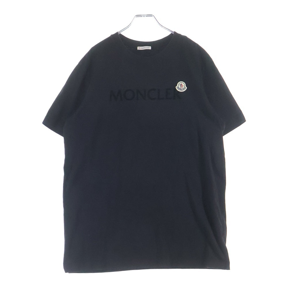 MONCLER(モンクレール) 23SS フロッキーロゴプリント ワッペン クルーネック 半袖Tシャツ カットソー ブラック I10918C00064 8390T
