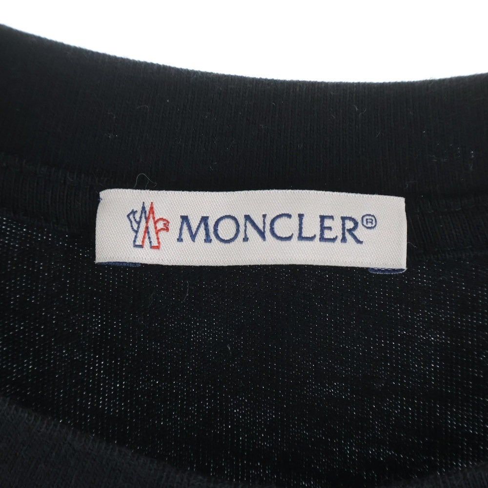 MONCLER(モンクレール) 23SS フロッキーロゴプリント ワッペン クルーネック 半袖Tシャツ カットソー ブラック I10918C00064 8390T