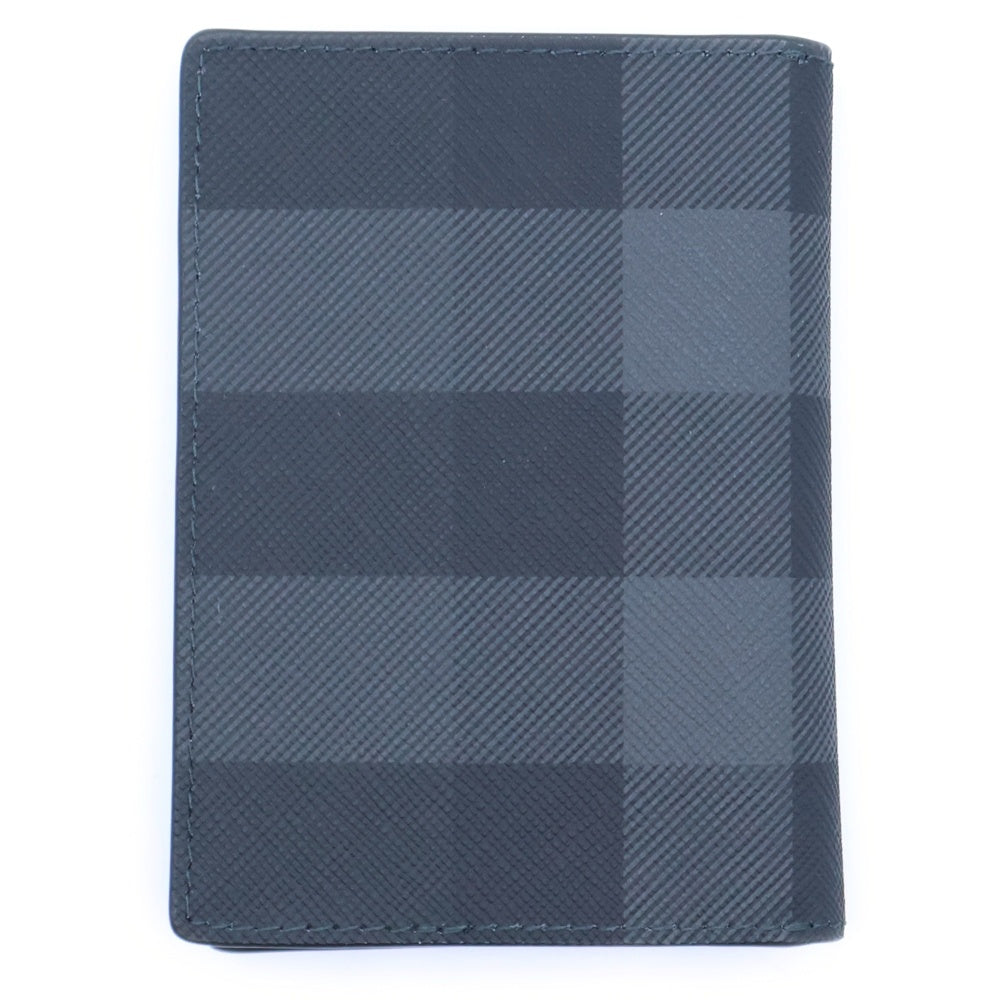BURBERRY(バーバリー) ロゴプレート チェック総柄 レザー カードケース 二つ折り 長財布 ブラック 8057606 レディース