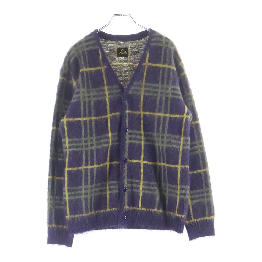 Needles(ニードルス) 20AW Mohair Cardigan モヘア混 チェック カーディガン パープル HM272