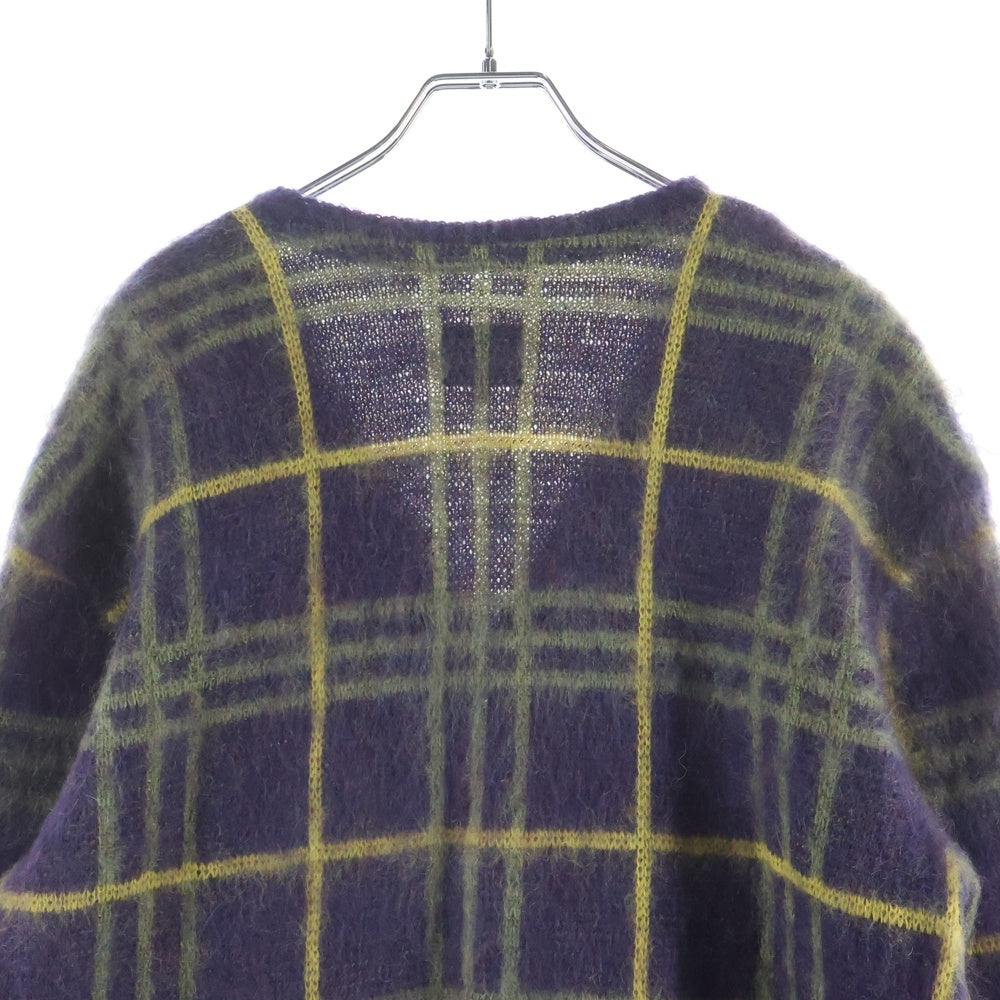 Needles(ニードルス) 20AW Mohair Cardigan モヘア混 チェック カーディガン パープル HM272