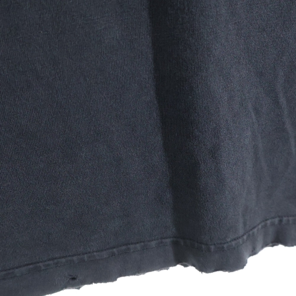 BALENCIAGA(バレンシアガ) 23SS Tape Type Medium Fit Tee テープタイプロゴプリントミディアムフィット ダメージ加工半袖Tシャツ ブラック 764235 TRVK1